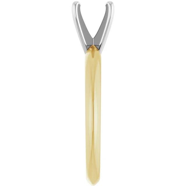 14K Yellow/White 6-6.6 mm Round 4-Prong Light Solitaire Ring Mounting, pre-notched