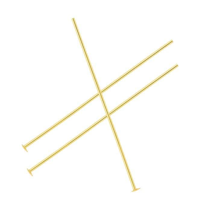 14k Yellow Gold-Filled 21Gauge Domed Head Pin, Hard, choose your length, sold per 10pcs.