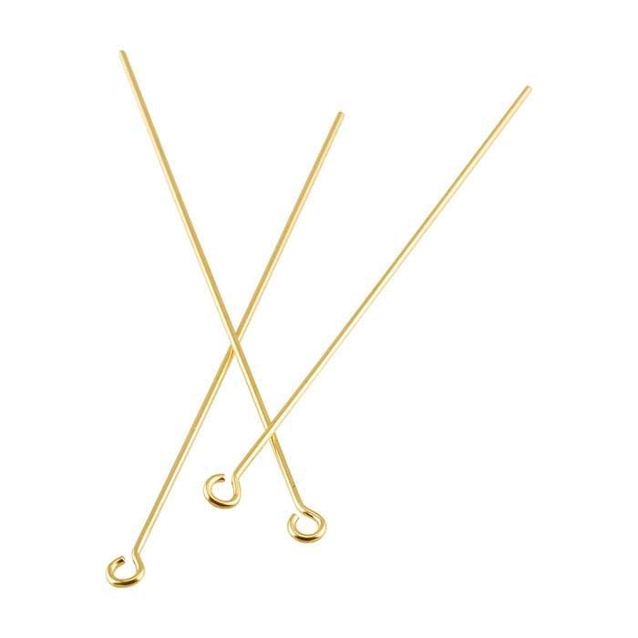 14k Yellow Gold-Filled 2" Eye Pin, 1/2-Hard, 10pcs., choose your size