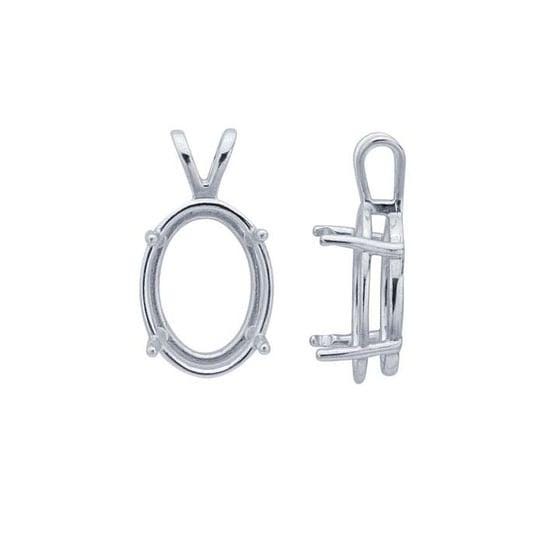Sterling silver oval readyset basket pendant mounting, 4-prong
