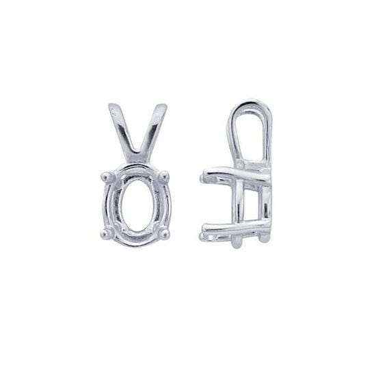 Sterling silver oval readyset basket pendant mounting, 4-prong