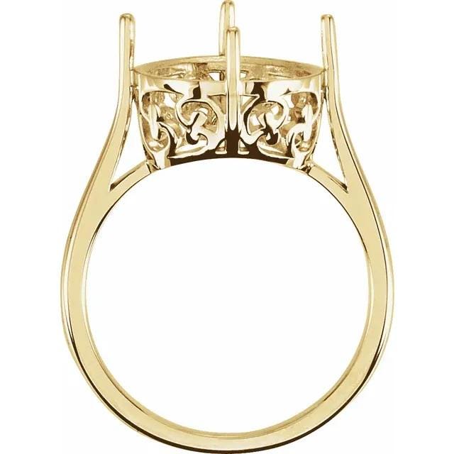 8mm Round Gemstone Ring Mounting: Sterling Silver or 14k Gold