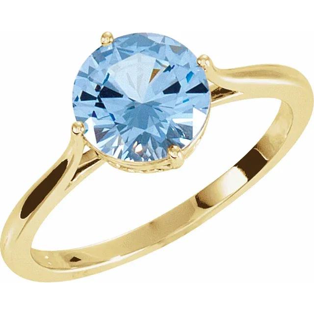 8mm Round Gemstone Ring Mounting: Sterling Silver or 14k Gold