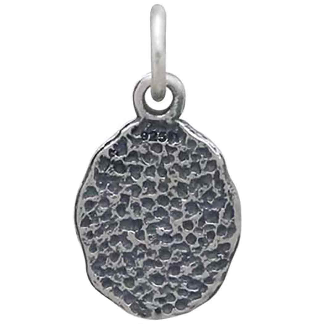 Sterling Silver Heart on Oval Coin Charm 17x9mm