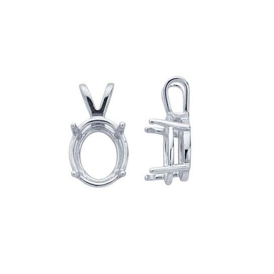 Sterling silver oval readyset basket pendant mounting, 4-prong