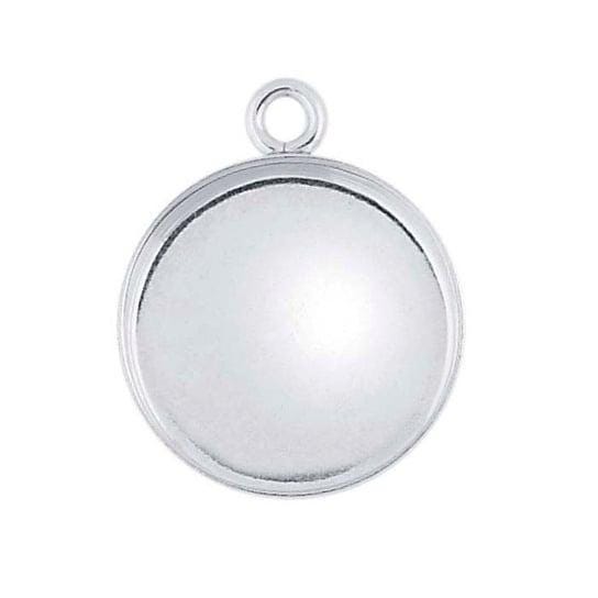 Sterling silver round bezel component, Cabochon or resin mounting