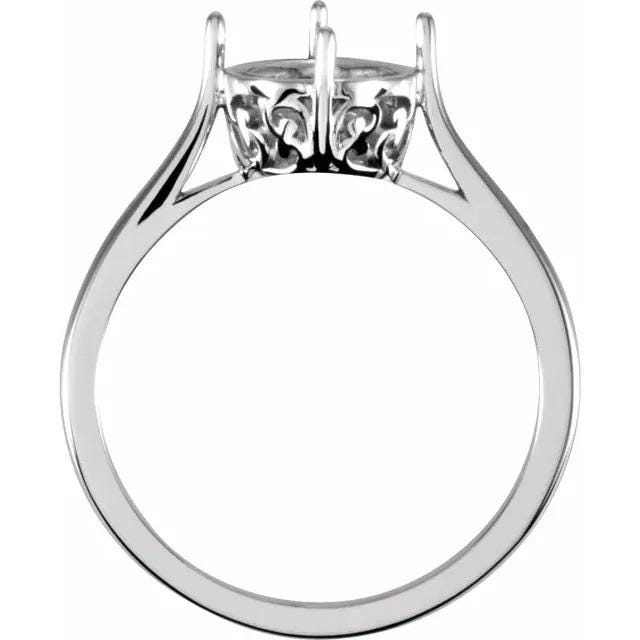 8mm Round Gemstone Ring Mounting: Sterling Silver or 14k Gold