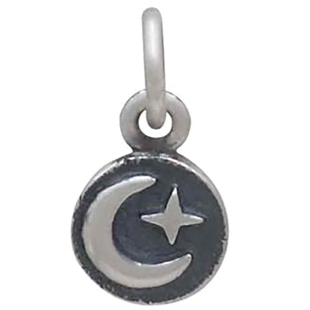 Sterling Silver Mini Moon and Star Coin Charm 12x6mm