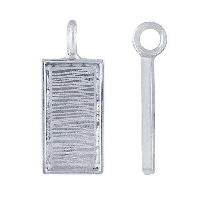 Sterling Silver 21 x 10mm Rectangle Resin Pendant Mounting