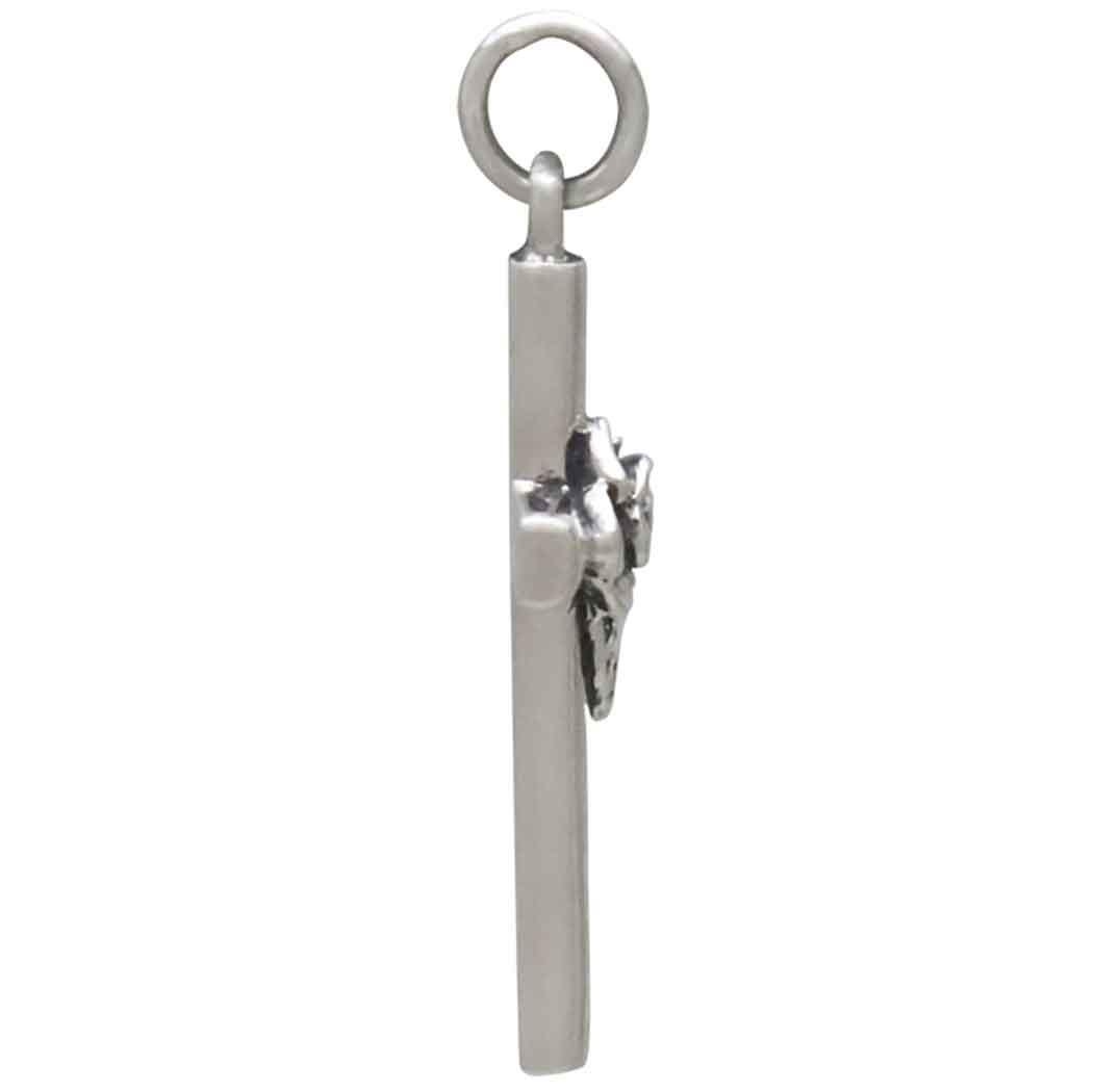 Sterling Silver Cross with Rose Charm 28x12mm
