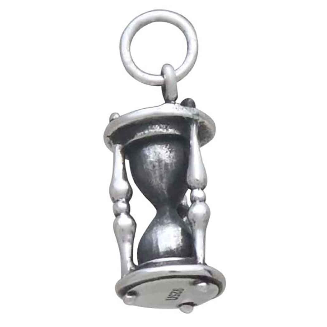 Sterling Silver 3D Hourglass Charm 21x8mm