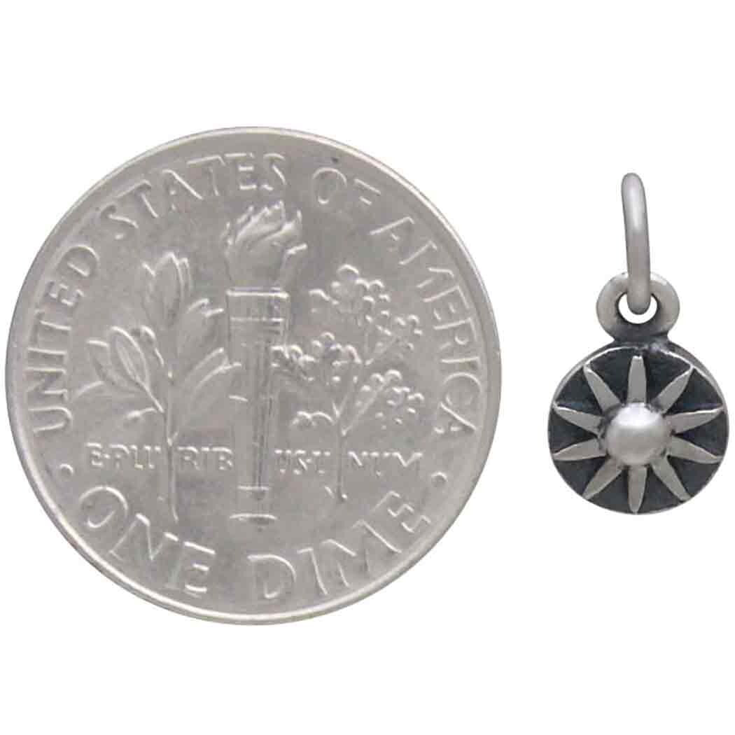 Sterling Silver Mini Sun Coin Charm 12x6mm