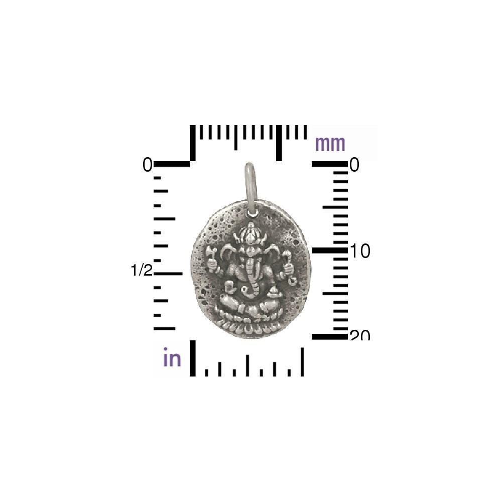 Sterling Silver Ancient Coin Charm - Ganesh 21x13mm