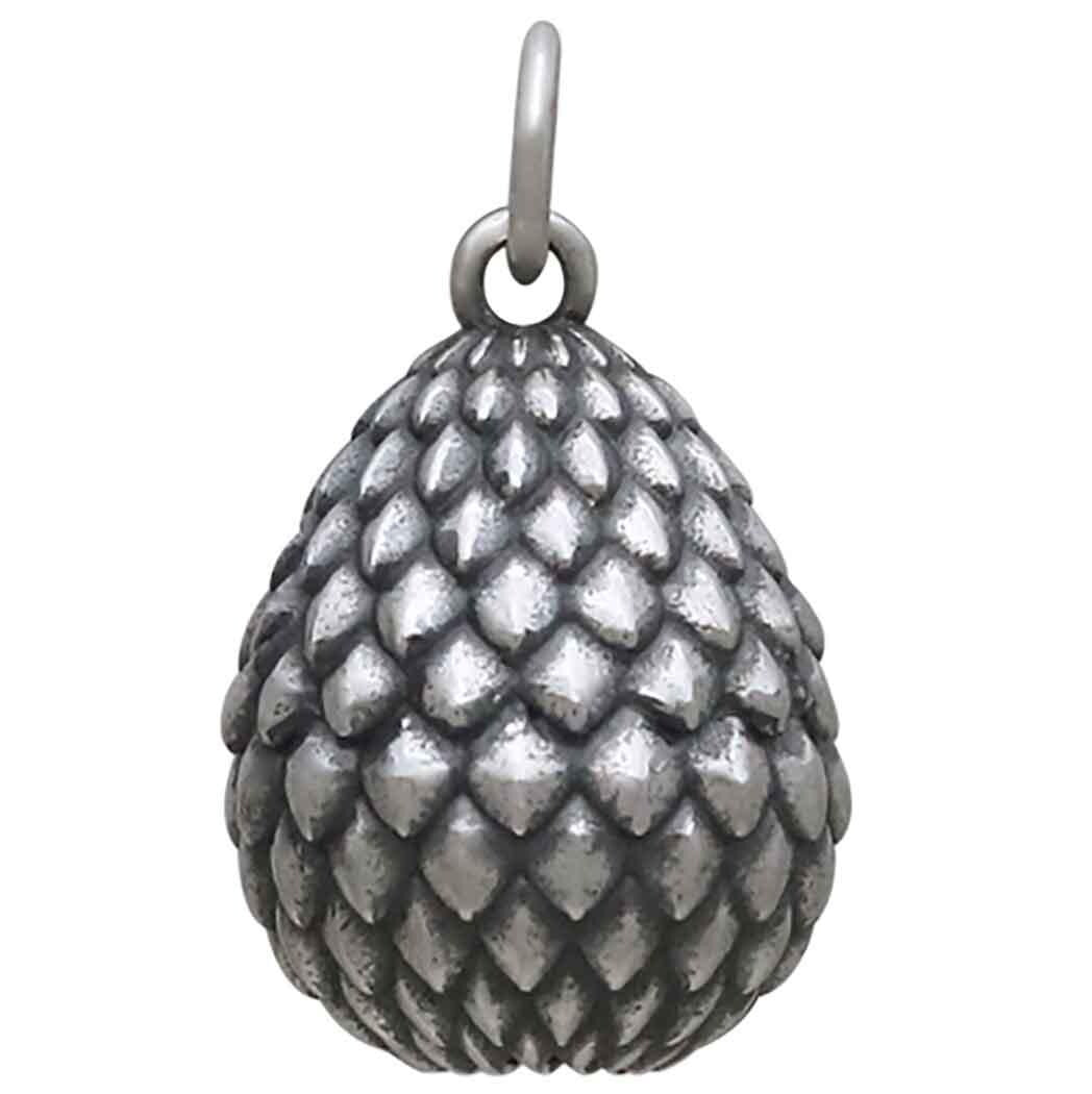 Sterling Silver 3D Scaled Dragon Egg Charm