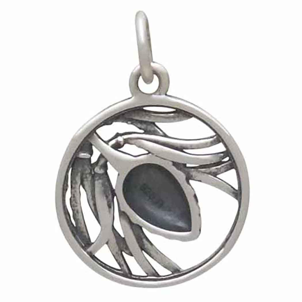 Sterling Silver Pineneedle and Pinecone Charm 19x13mm