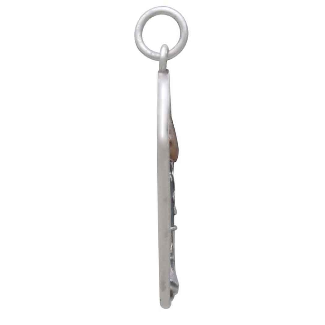 Sterling Silver Candle Charm w Bronze Flame 28x12mm
