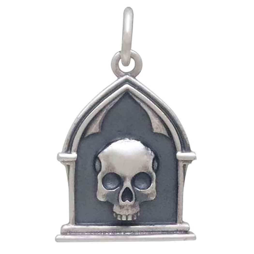 Sterling Silver Reliquary Skull Charm 21x13mm