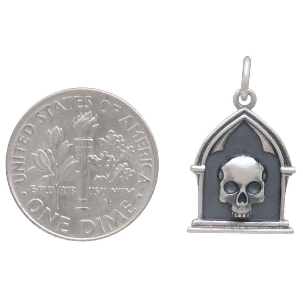 Sterling Silver Reliquary Skull Charm 21x13mm