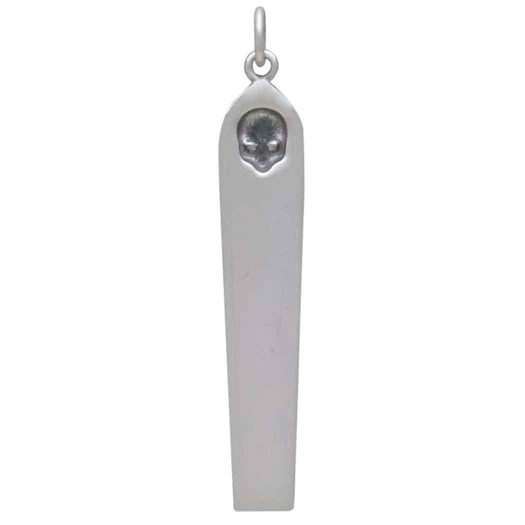 Sterling Silver Memento Mori Bar Pendant 41x7mm