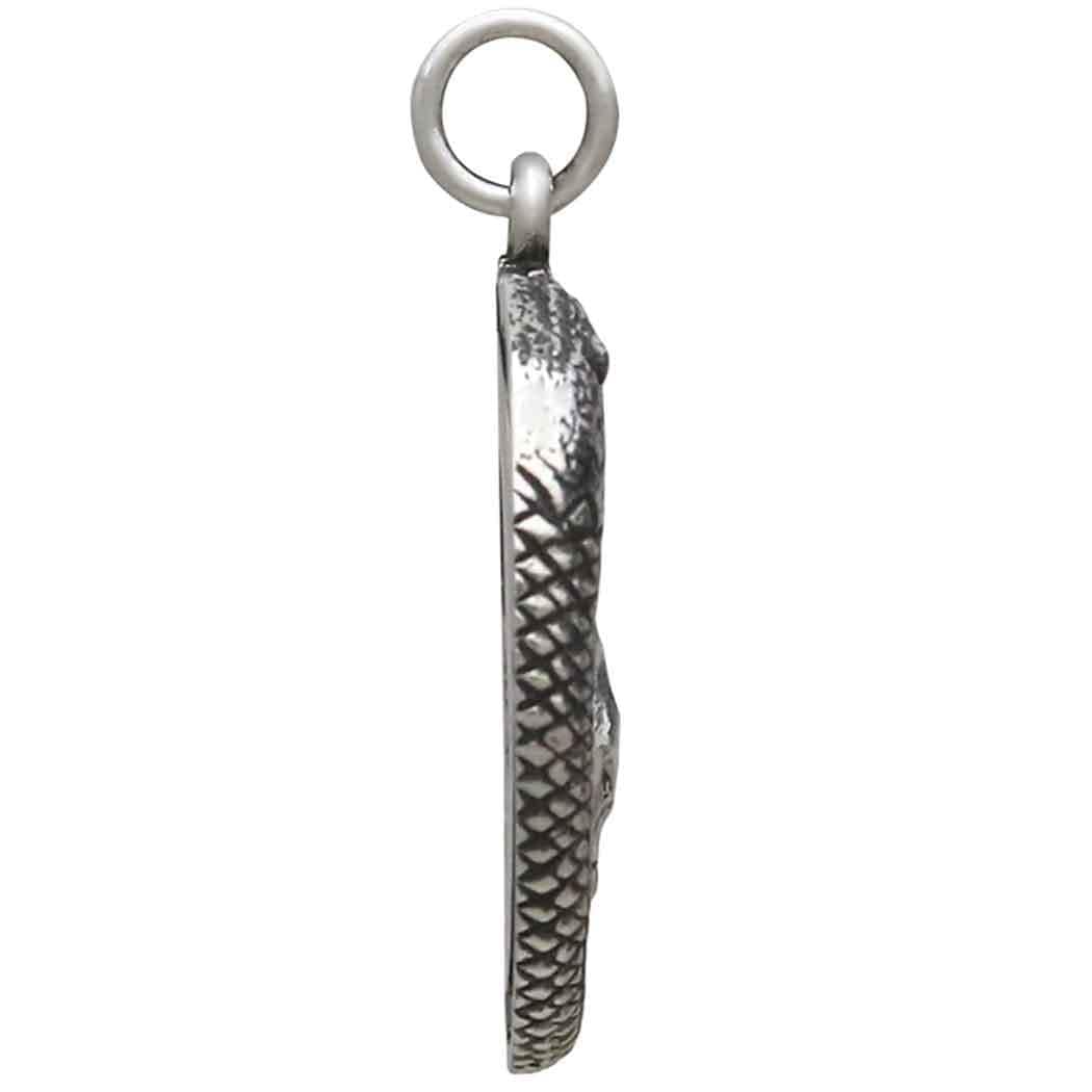 Sterling Silver Ouroboros Snake with Skull Pendant 27x21mm