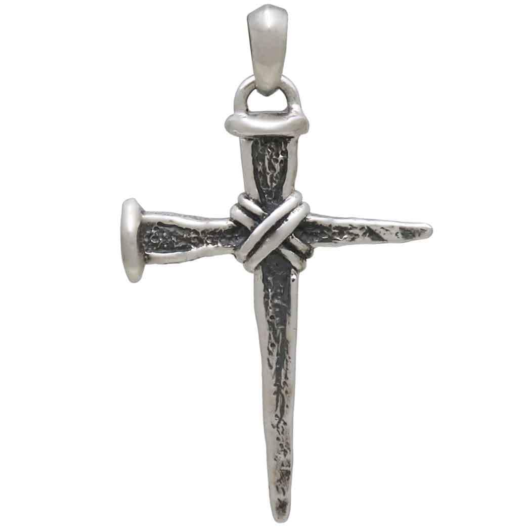 Sterling Silver Stake Cross Pendant 37x22mm