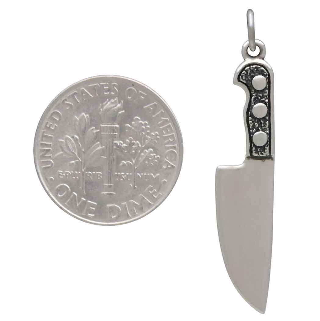 Sterling Silver Large Kitchen Knife Charm 36x7mm