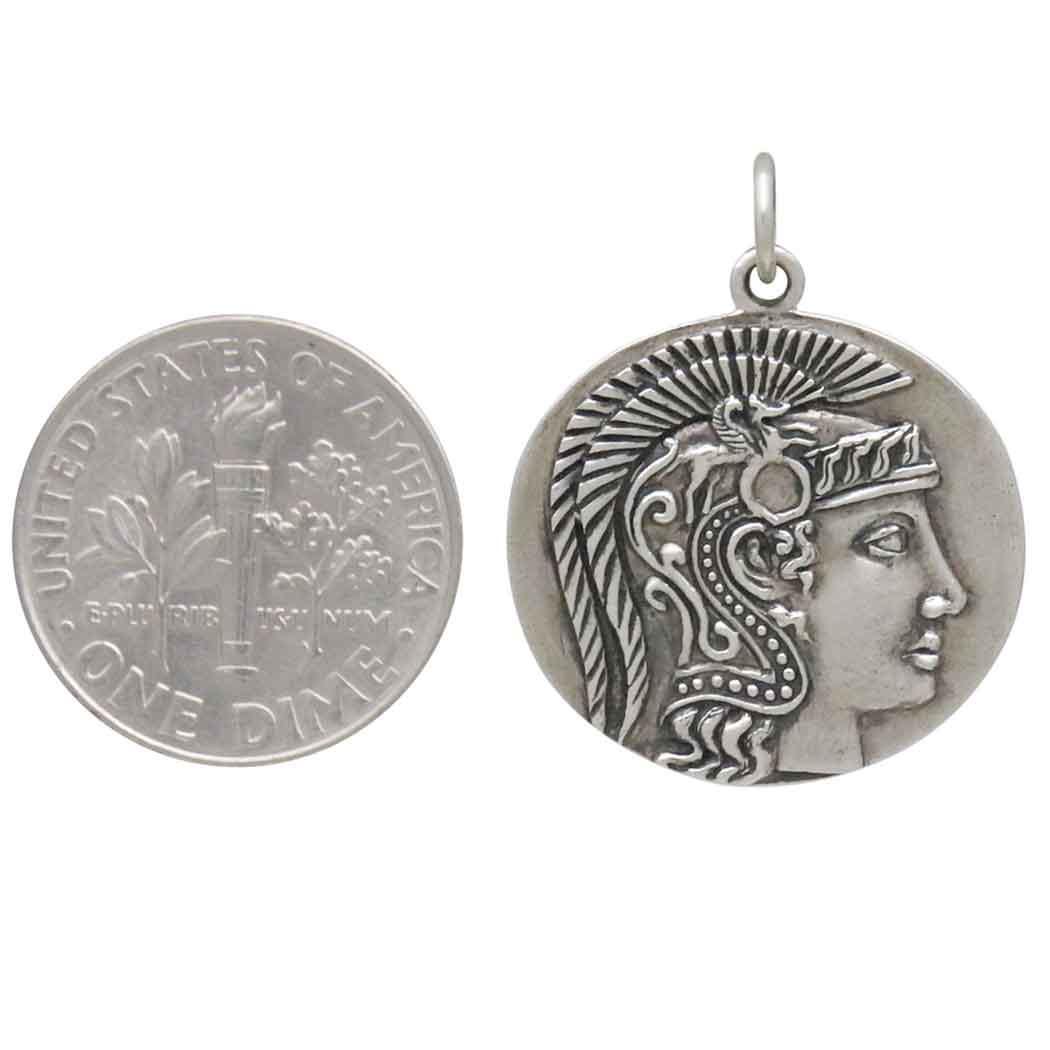 Sterling Silver Goddess Athena Coin Pendant