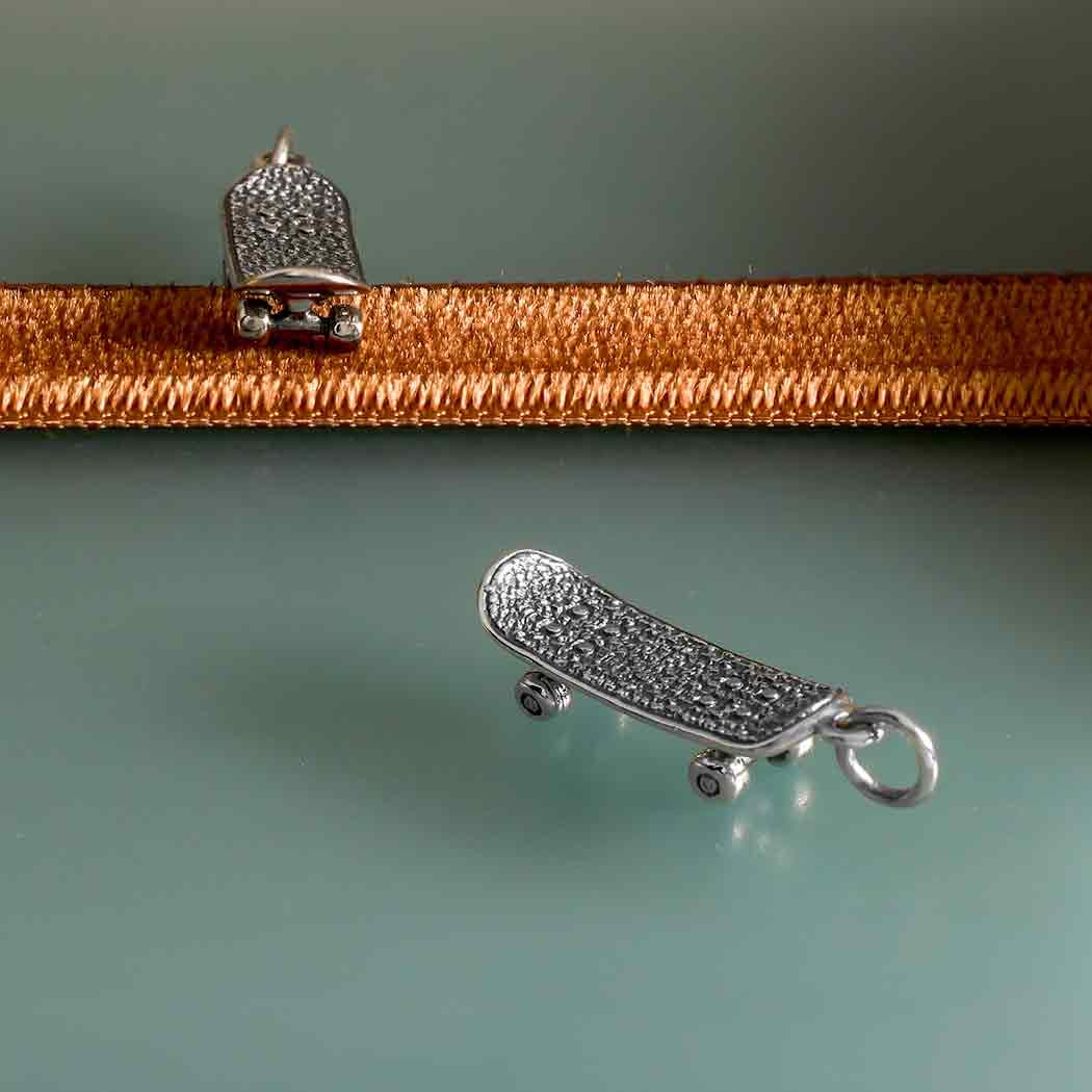 Sterling Silver Skateboard Charm 25x7mm
