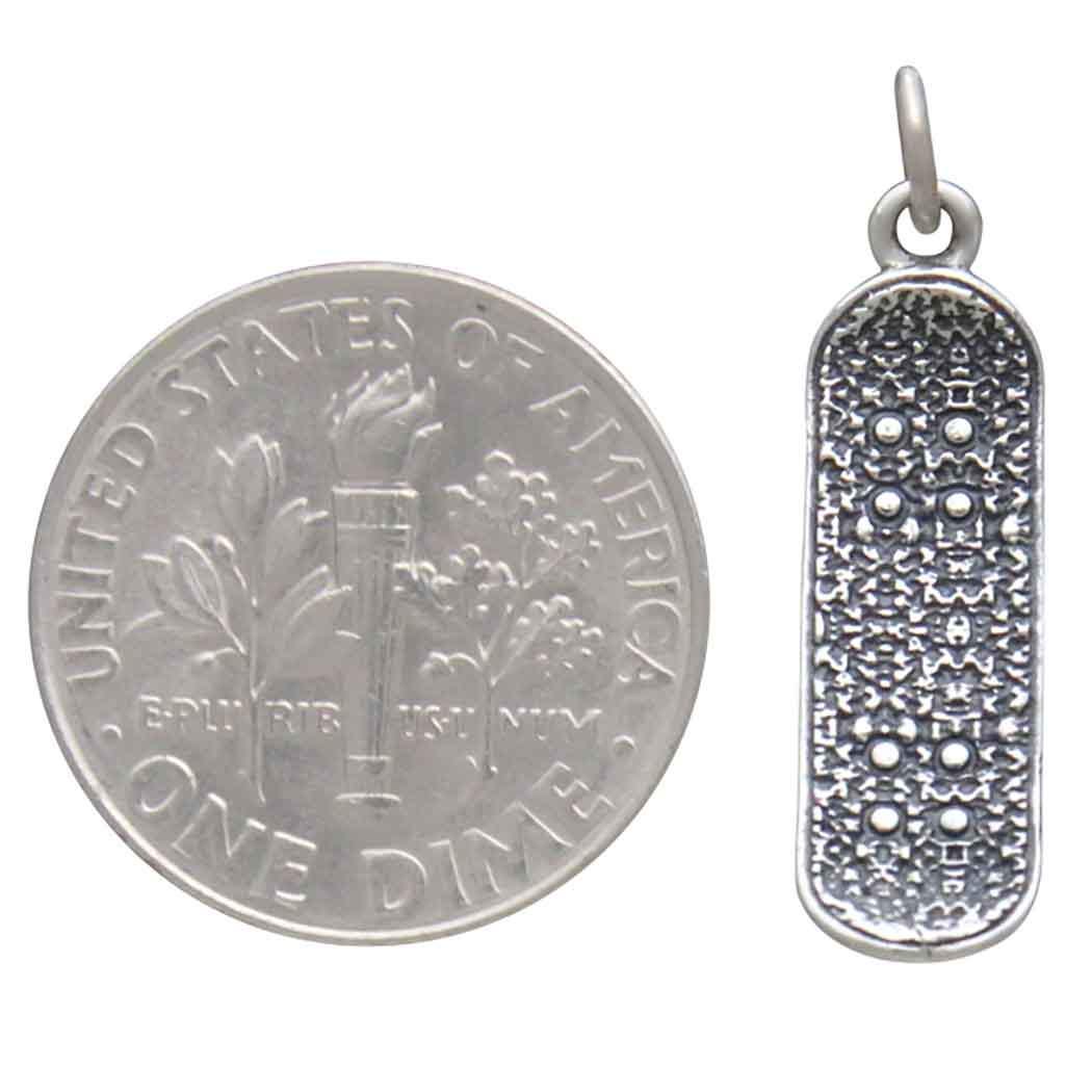 Sterling Silver Skateboard Charm 25x7mm