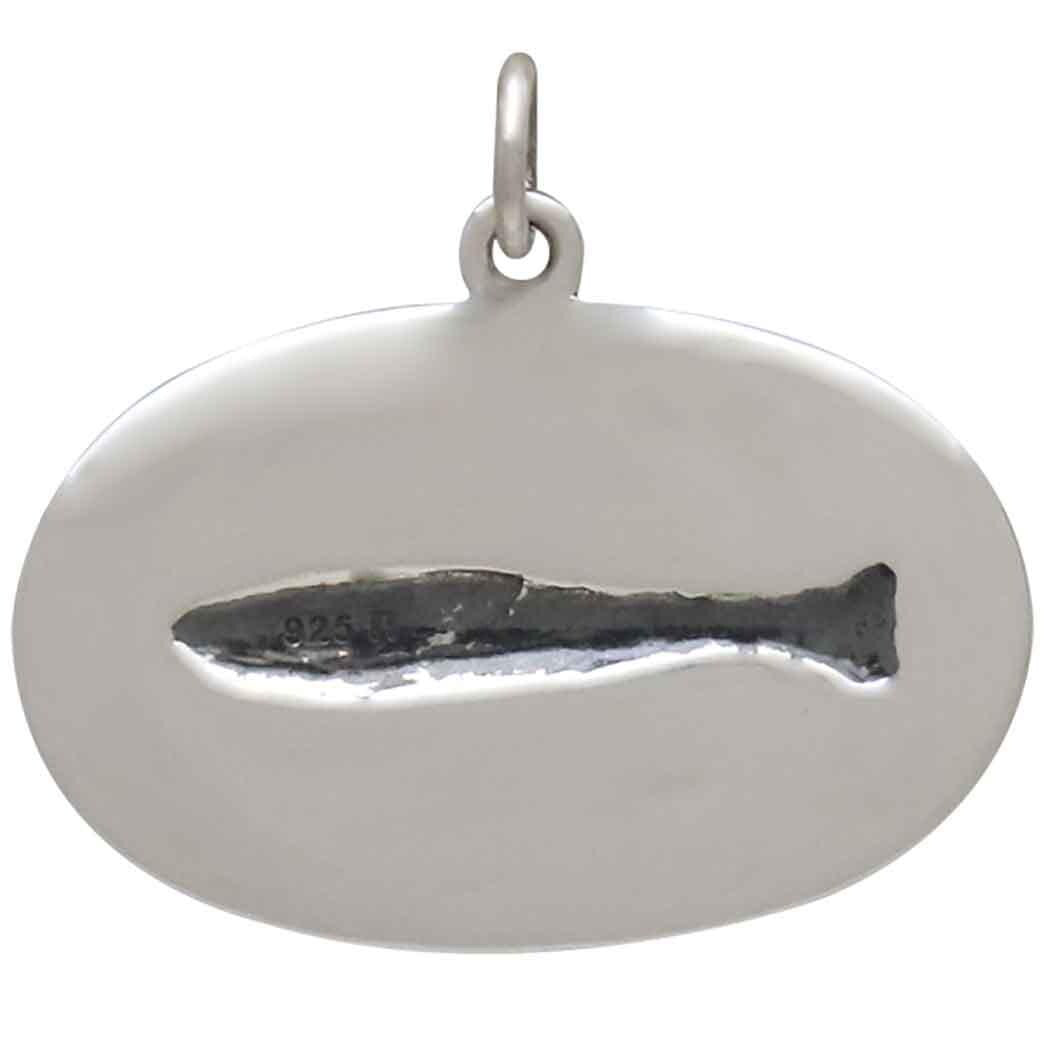 Sterling Silver Trout in Stream Pendant 22x25mm