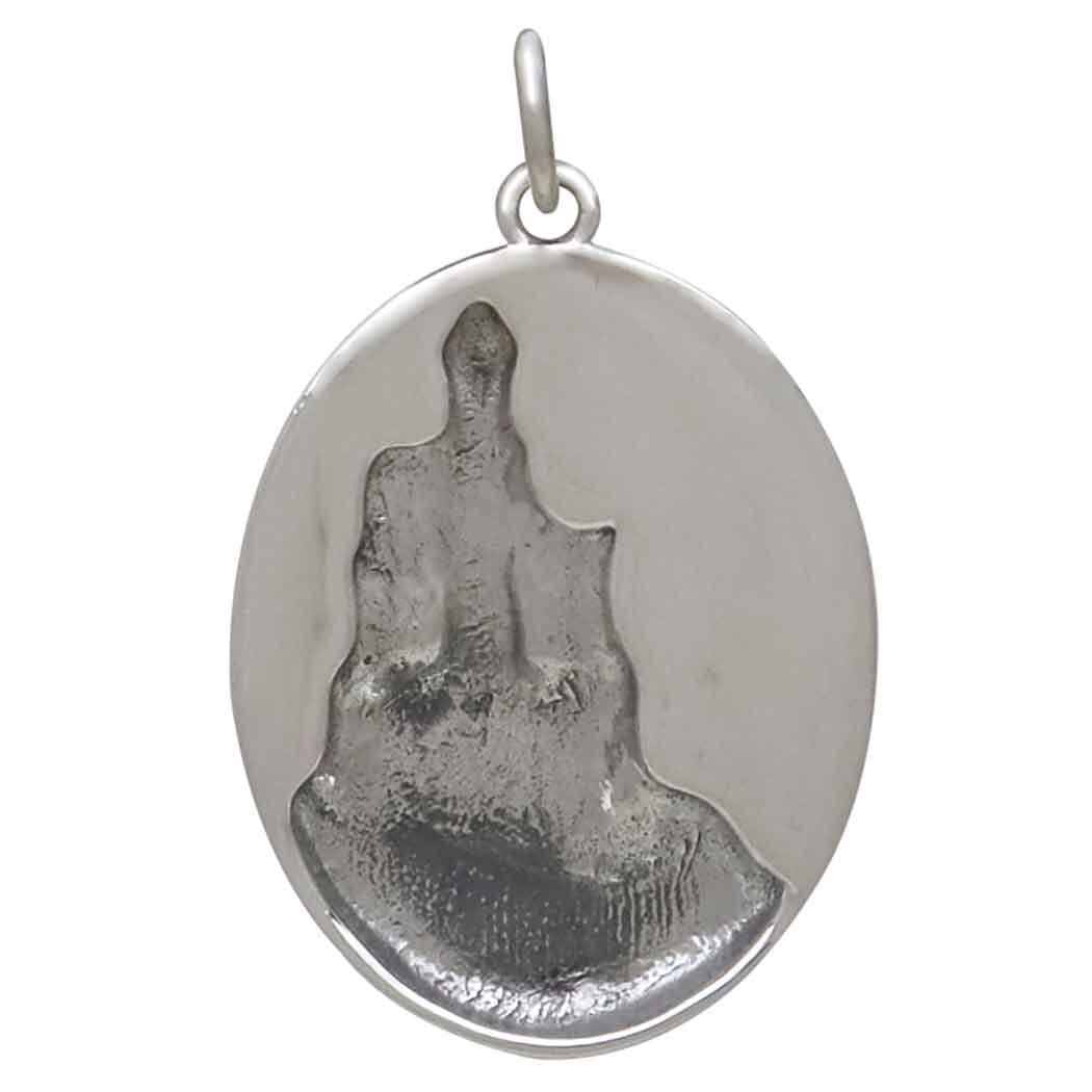 Sterling Silver Castle with Bronze Moon Charm 28x18mm
