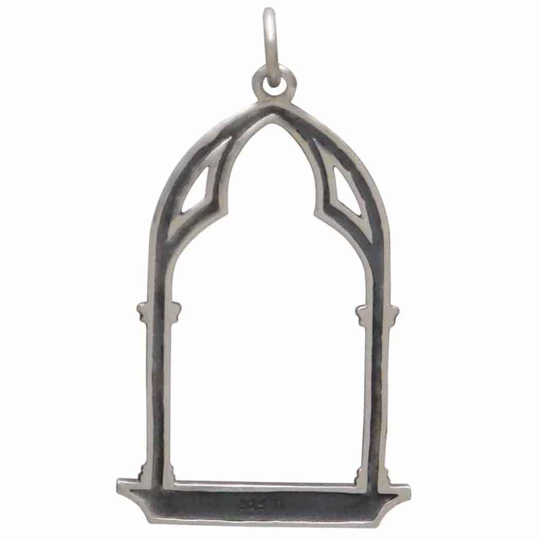 Sterling Silver Gothic Window Charm 33x19mm