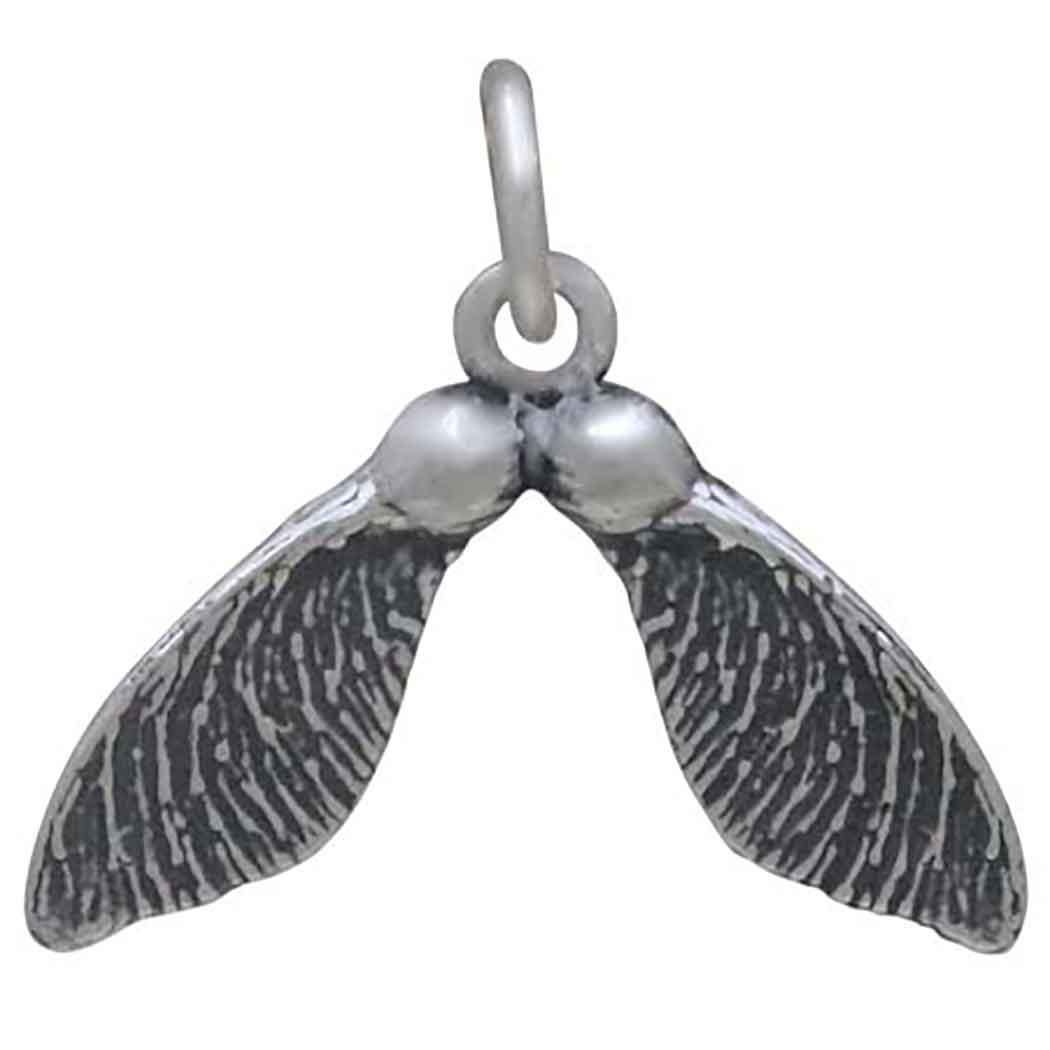 Sterling Silver Double Maple Seed Pod Charm 17x18mm