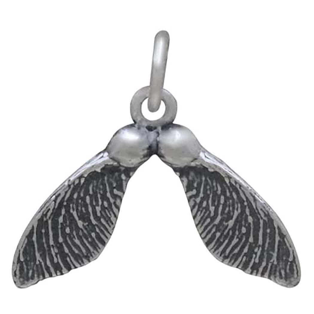Sterling Silver Double Maple Seed Pod Charm 17x18mm