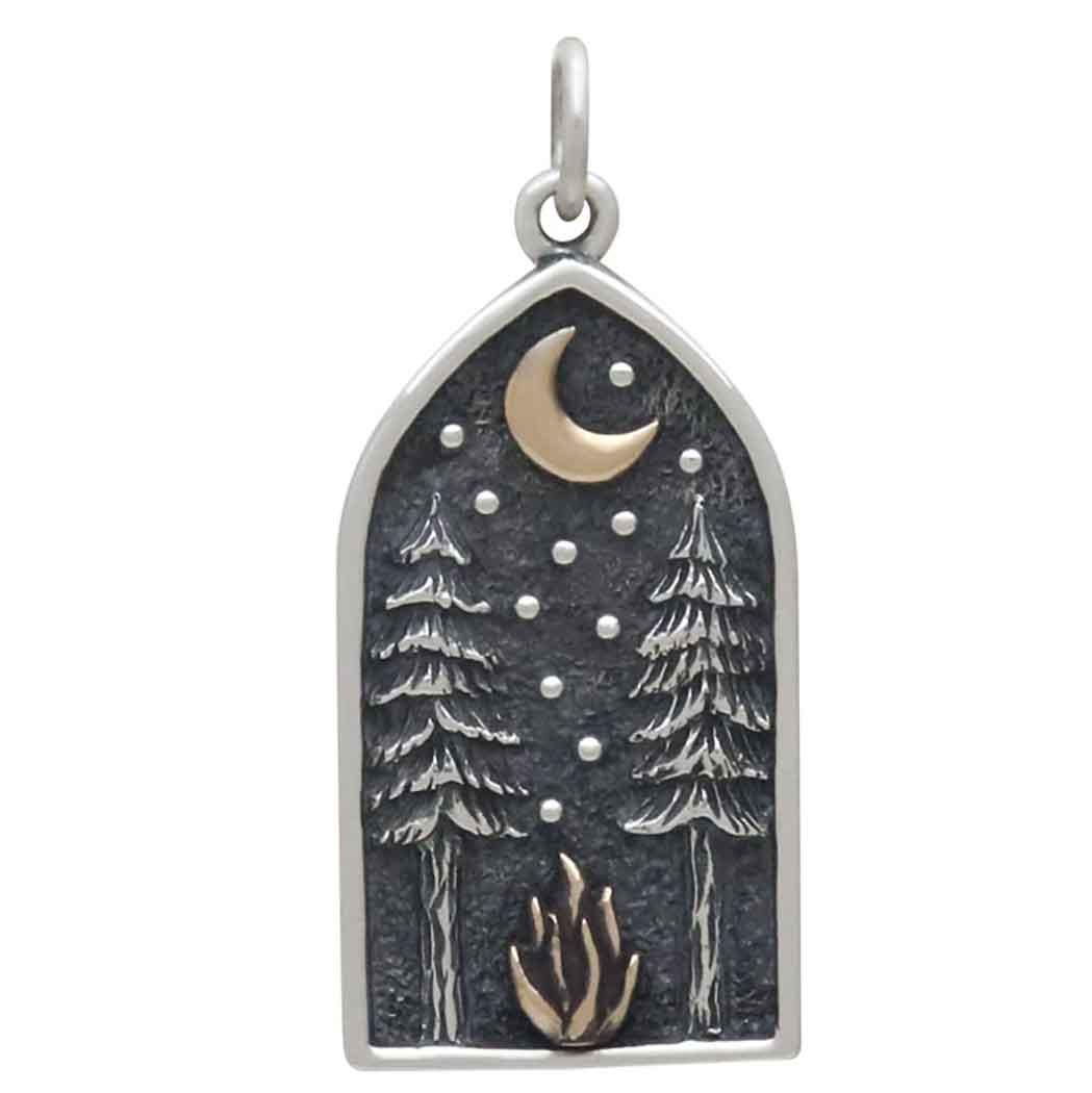 Mixed Metal Bonfire and Forest Pendant 29x13mm