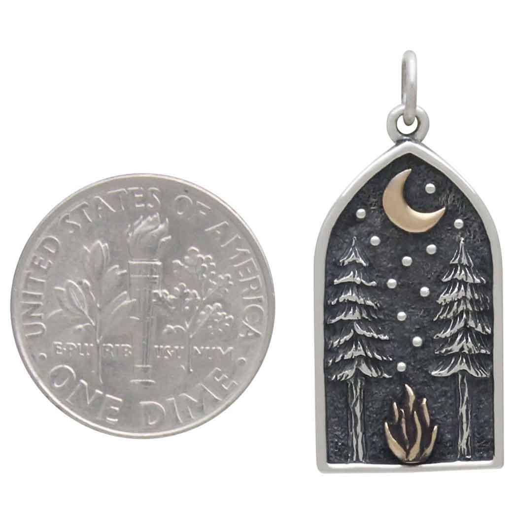 Mixed Metal Bonfire and Forest Pendant 29x13mm