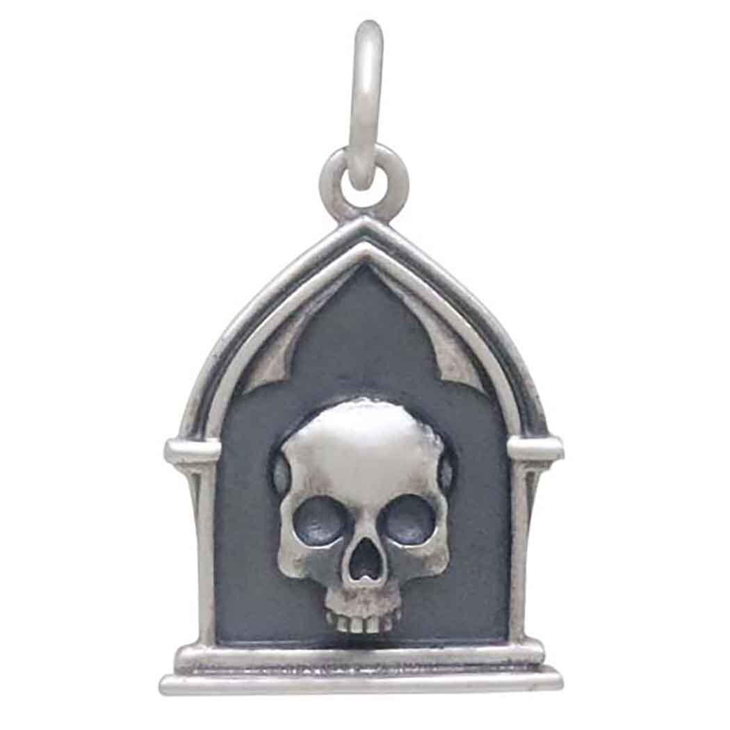 Sterling Silver Reliquary Skull Charm 21x13mm