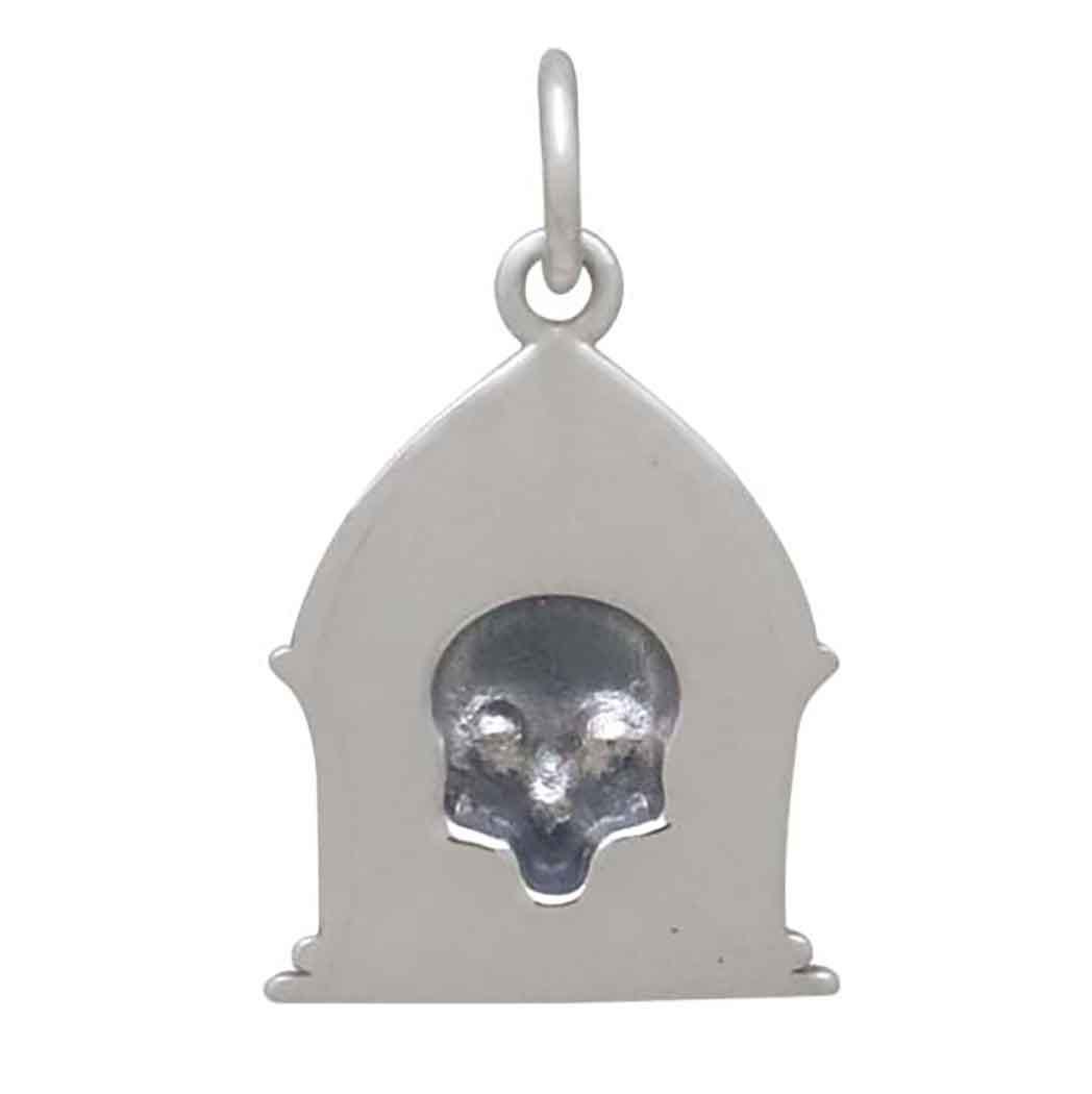 Sterling Silver Reliquary Skull Charm 21x13mm