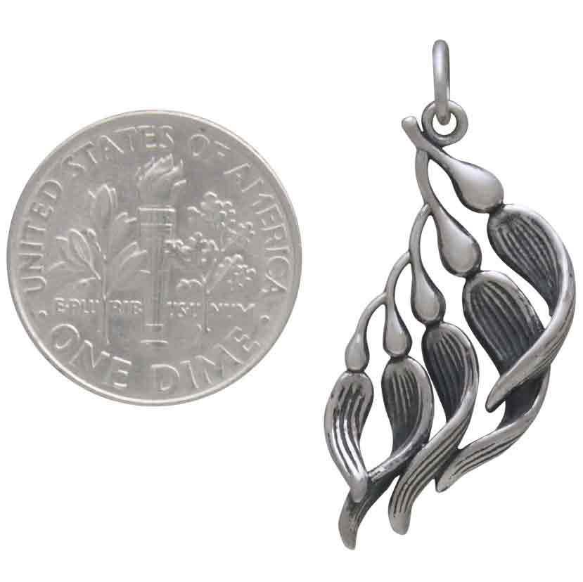 Sterling Silver Kelp Pendant 31x13mm