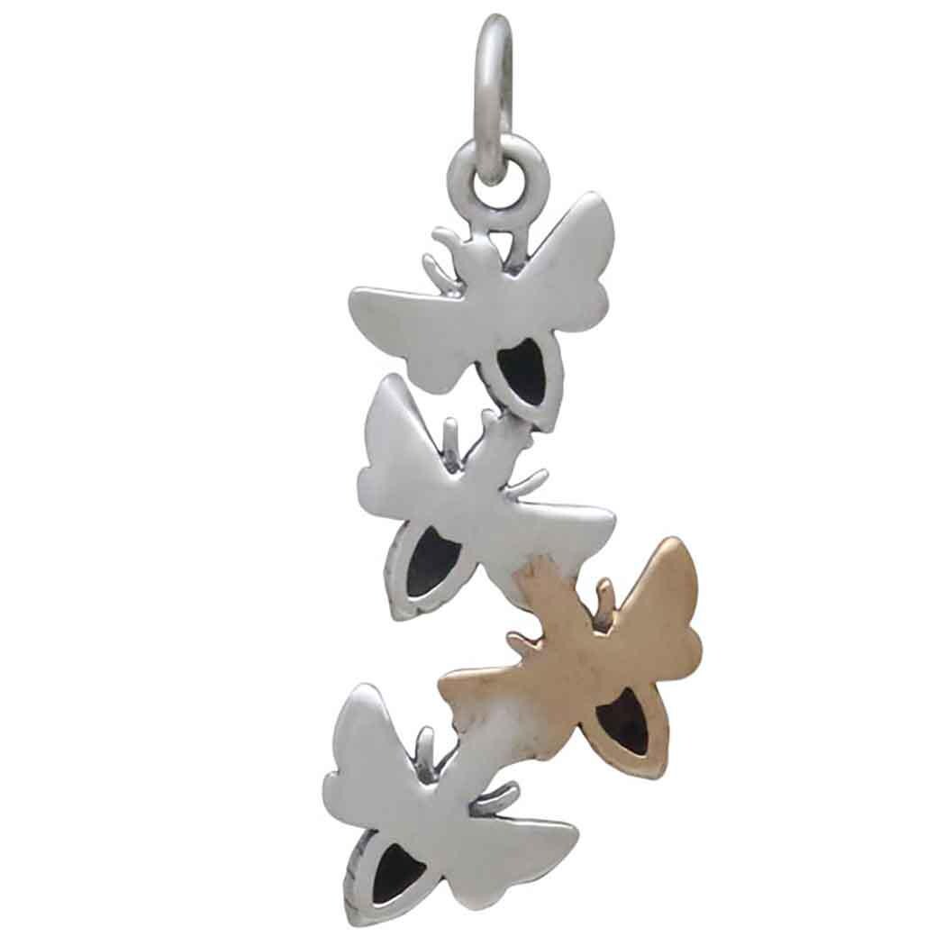 Mixed Metal Bee Cluster Charm 27x11mm