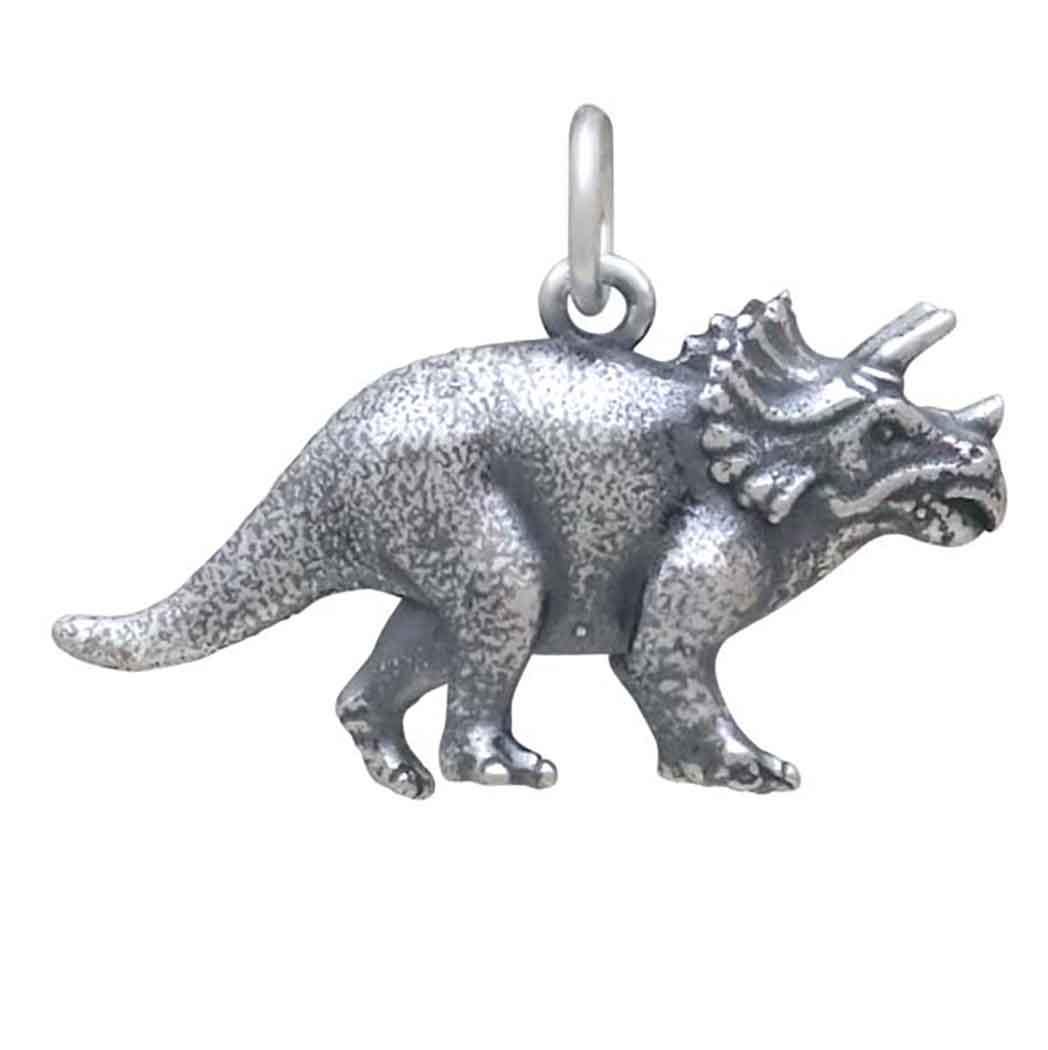 Sterling Silver Triceratops Dinosaur Charm 17x24mm
