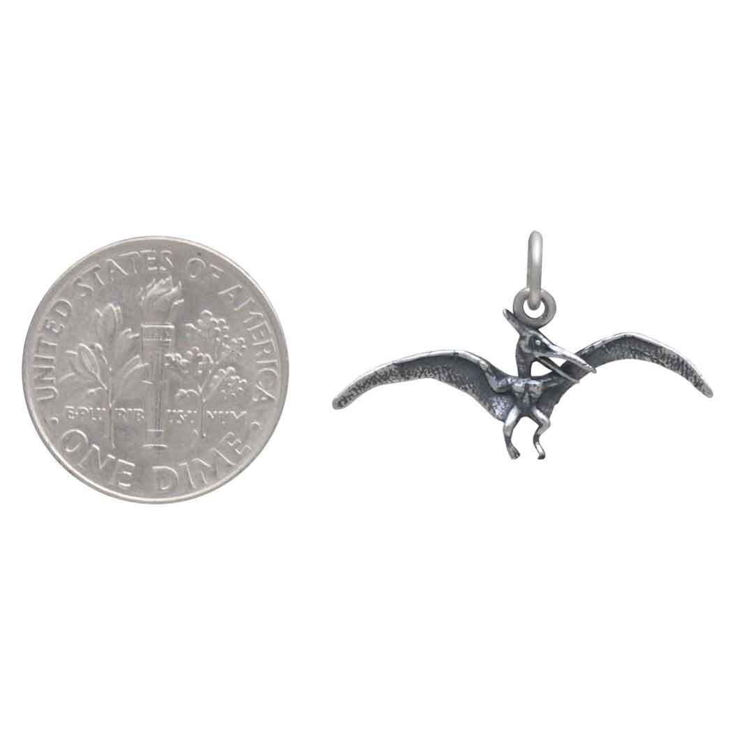 Sterling Silver Pterodactyl Dinosaur Charm 13x25mm