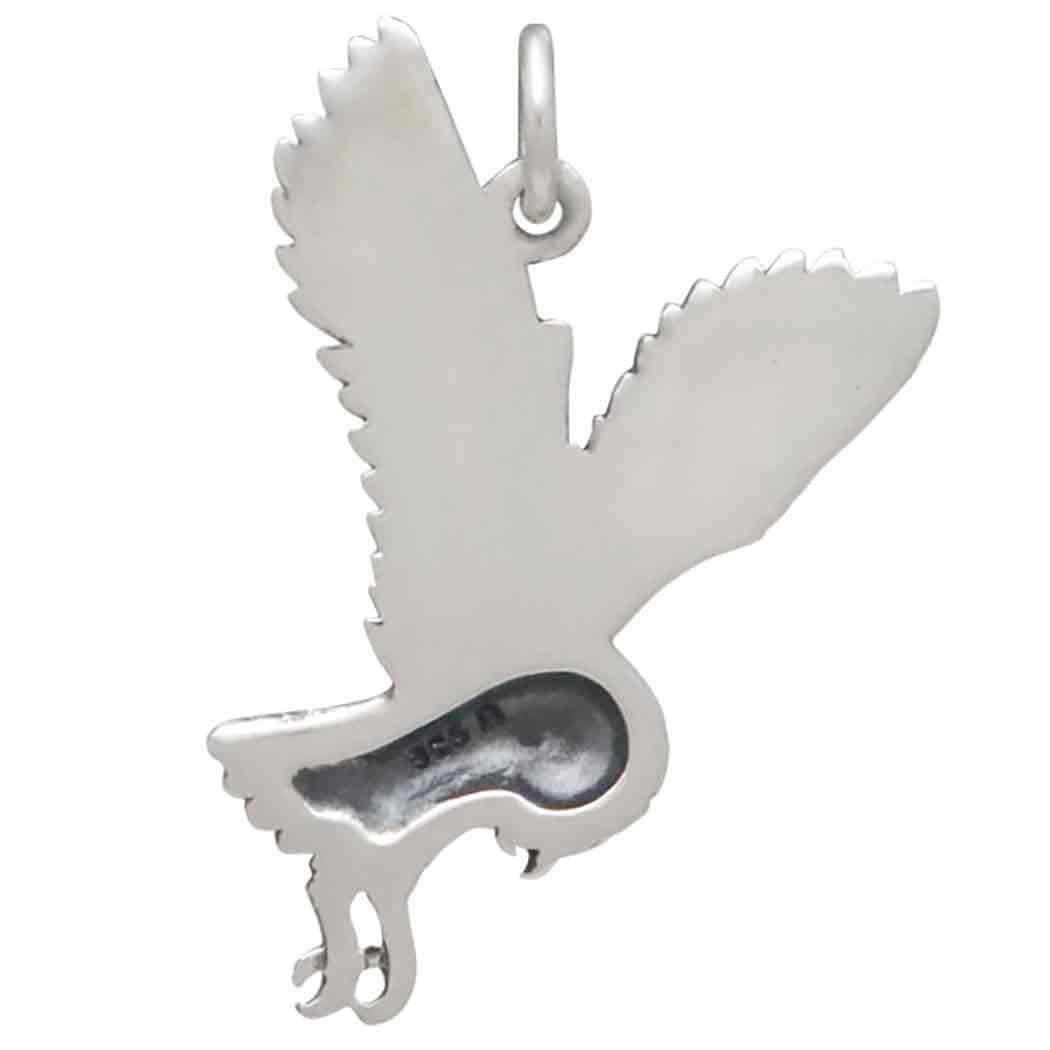 Sterling Silver Soaring Owl Charm 26x17mm
