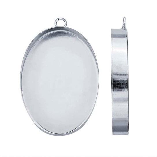 Sterling silver oval high-wall cabochon pendant mounting, choose your size