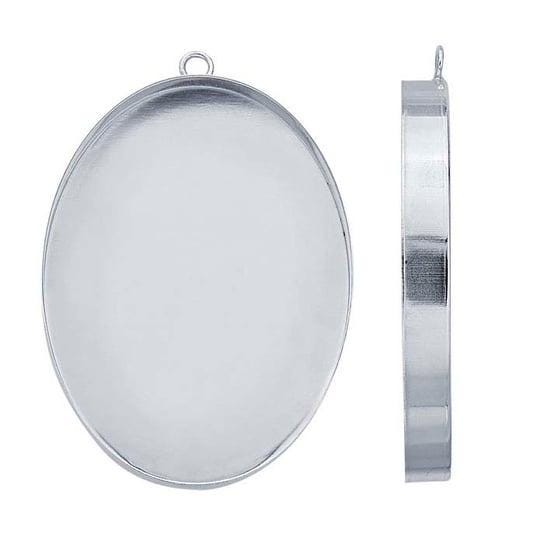 Sterling silver oval high-wall cabochon pendant mounting, choose your size