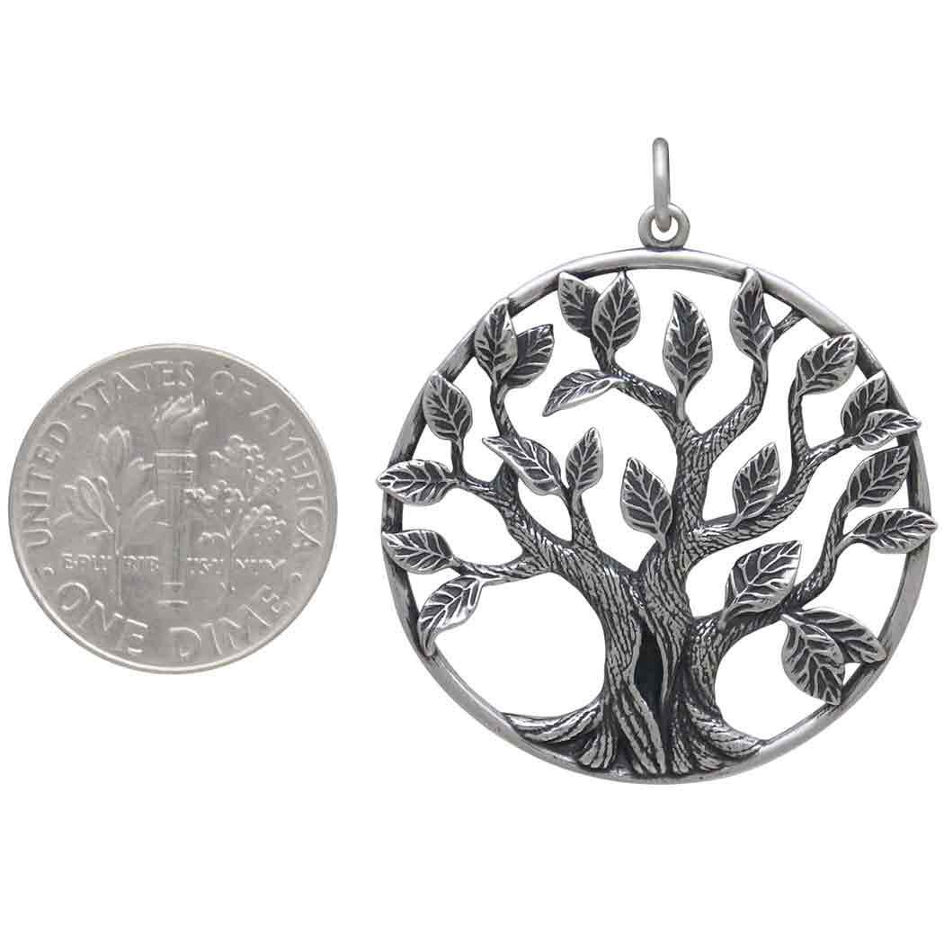 Sterling Silver Dimensional Tree of Life Pendant 36x30mm