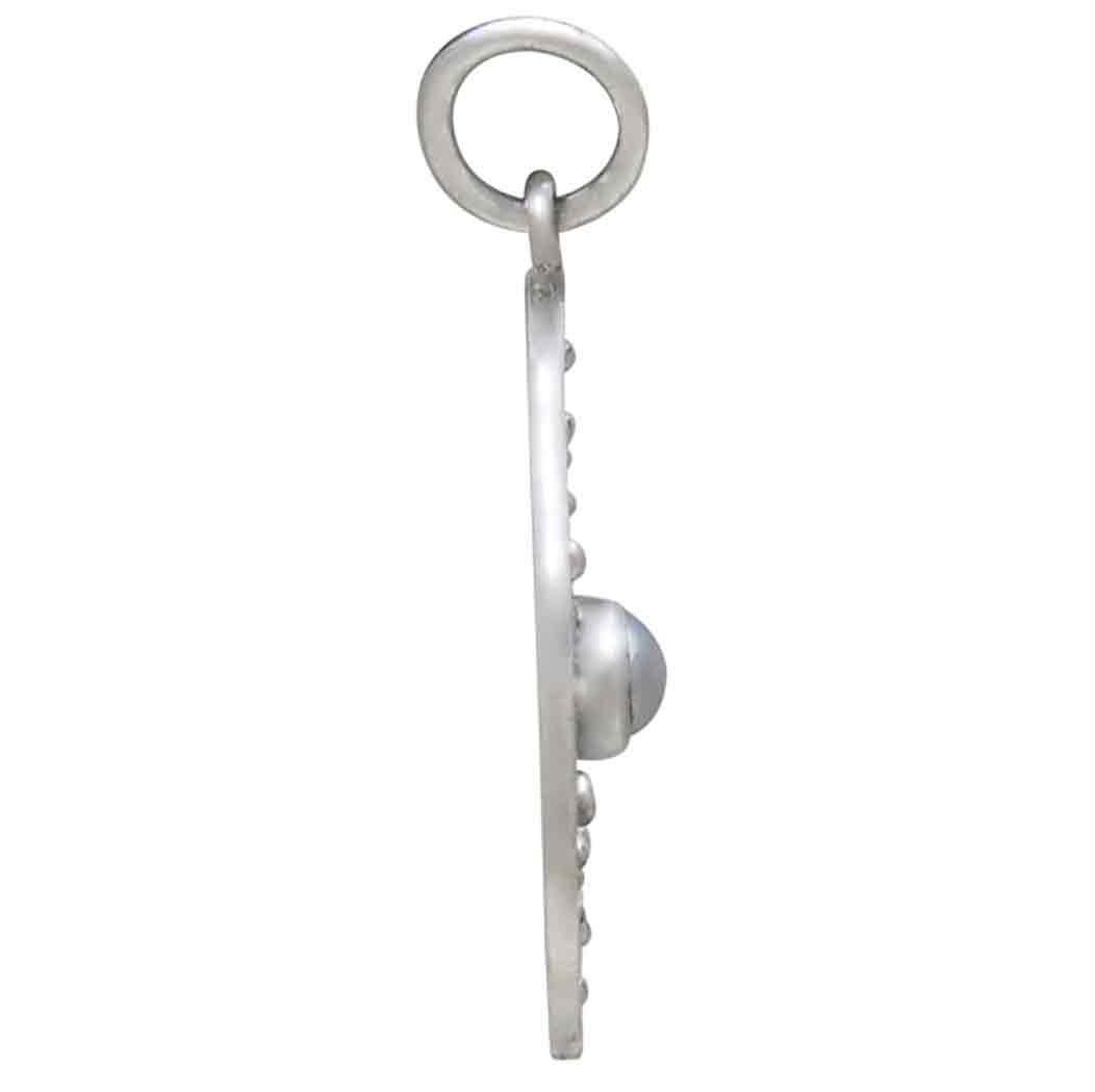Sterling Silver North Star Pendant with Pearl 25x18mm