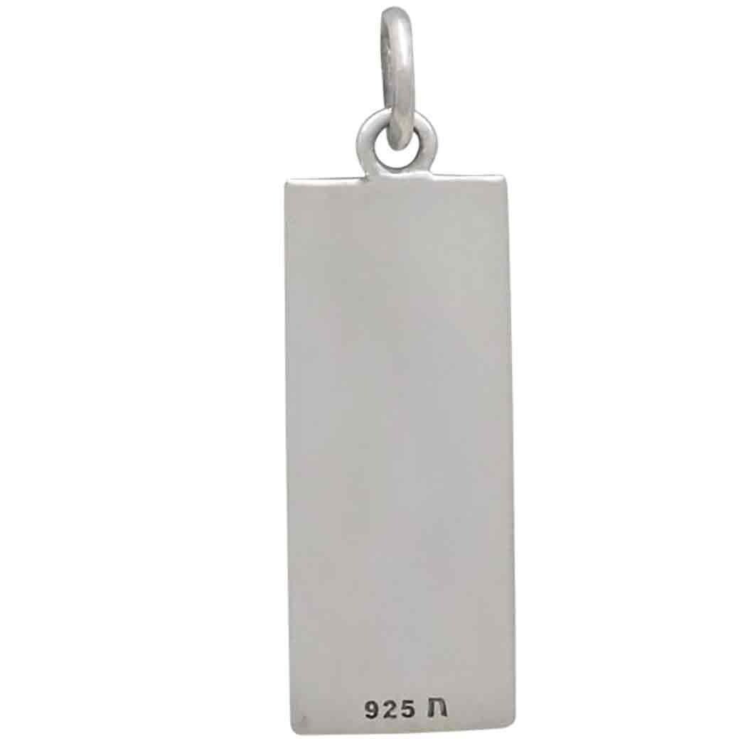 Sterling Silver Rectangle Mushrooms and Moon Charm 26x8mm