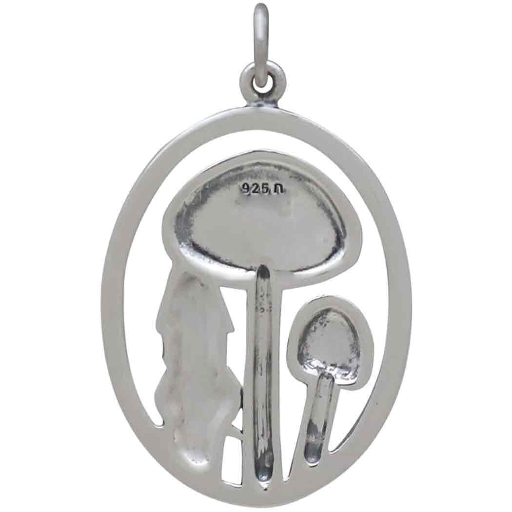Sterling Silver Mushroom and Gnome Pendant 31x19mm
