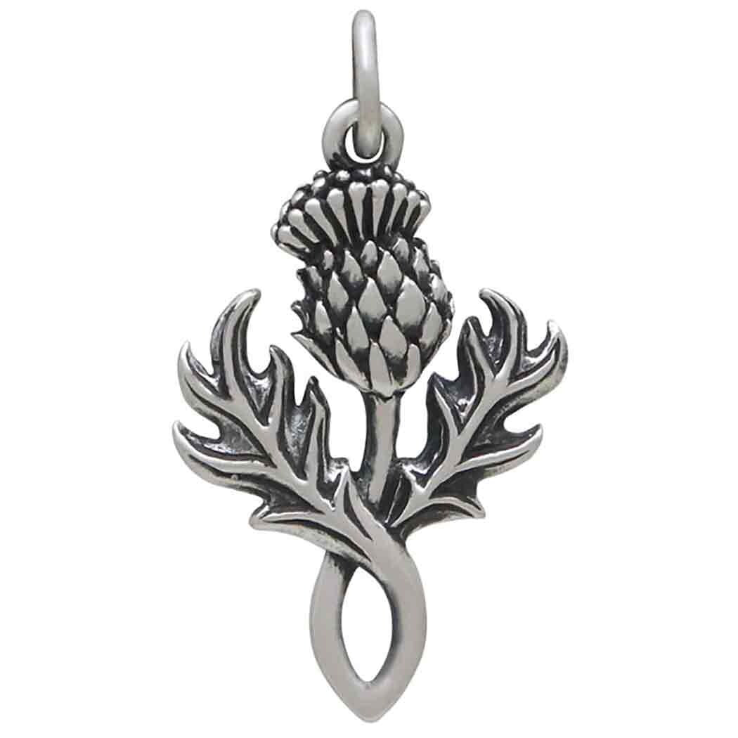Sterling Silver Dimensional Thistle Charm 26x15mm